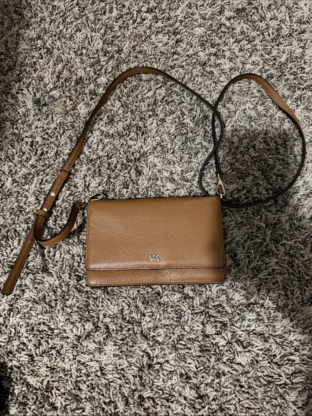 Michael Kors Tan Pebbled Leather Crossbody Wallet